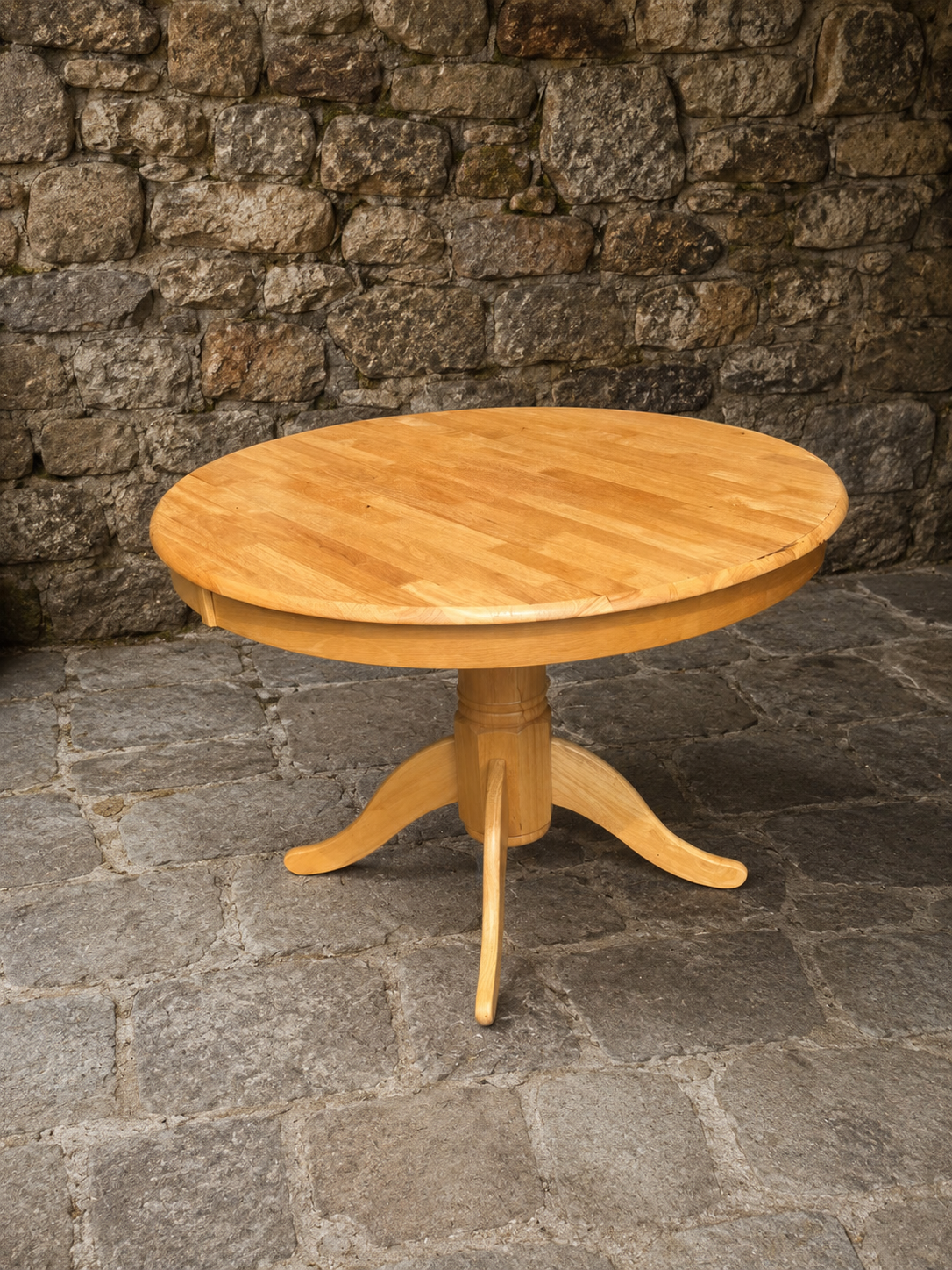 Round Oak Pedestal Dining Table | Light Oak 4 Seat Kitchen & Dining Table