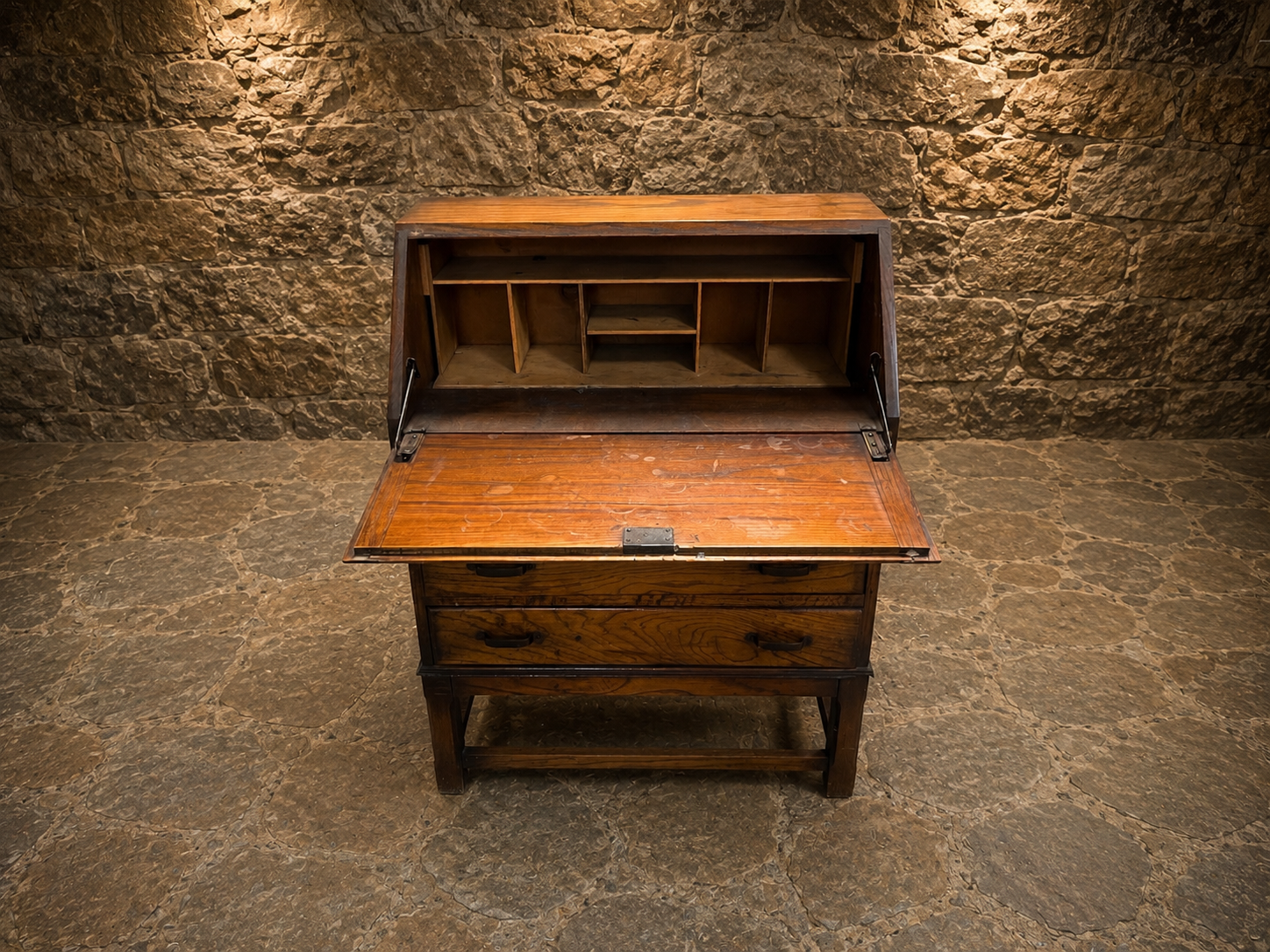 Antique Edwardian Oak Bureau | Solid Oak Fall Front Writing Desk | Compact Home Office Bureau | Circa 1905–1925