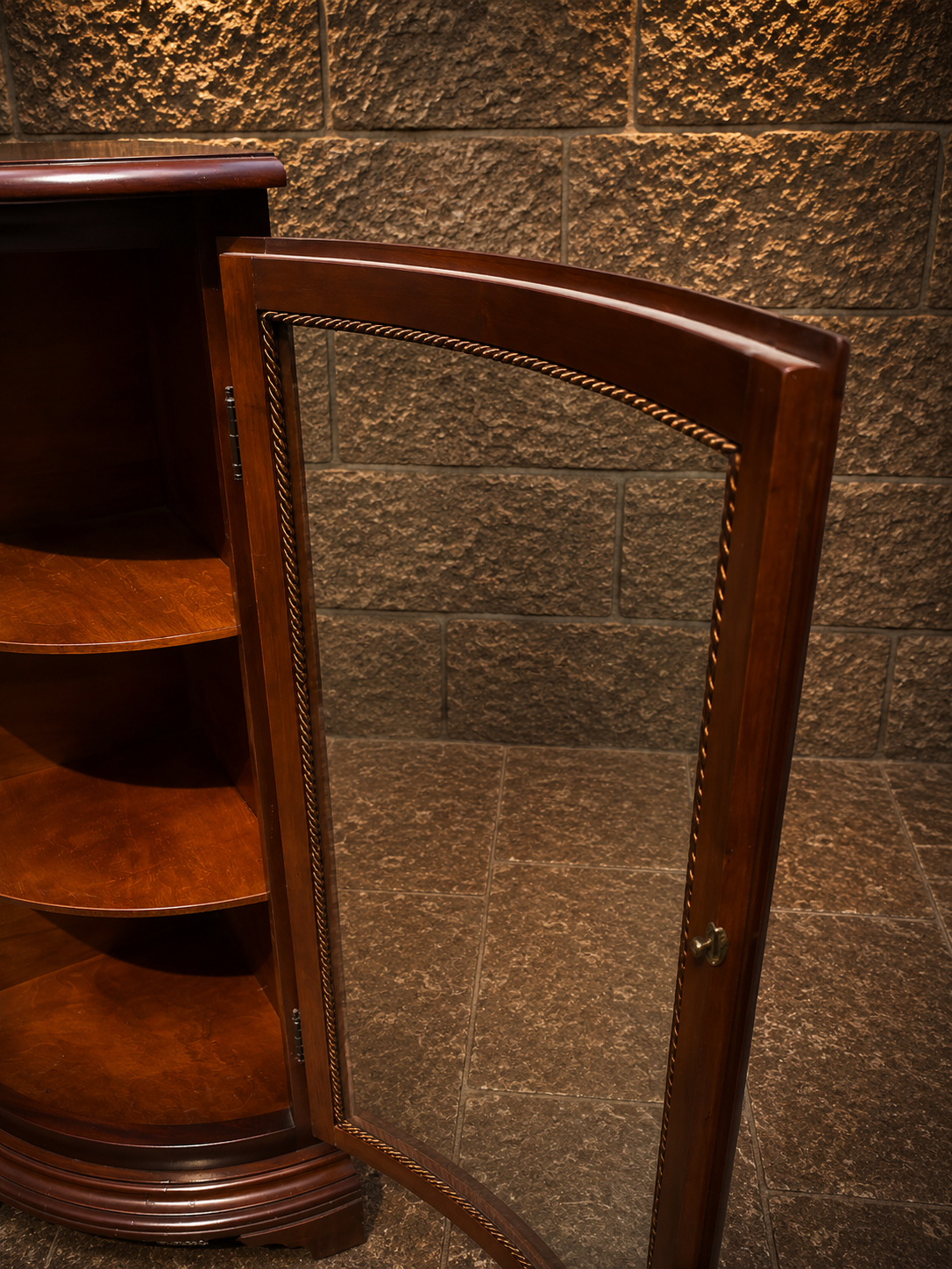 Vintage Mahogany Corner Display Cabinet | Georgian Style Glazed Curio Cabinet | Corner Display Cupboard