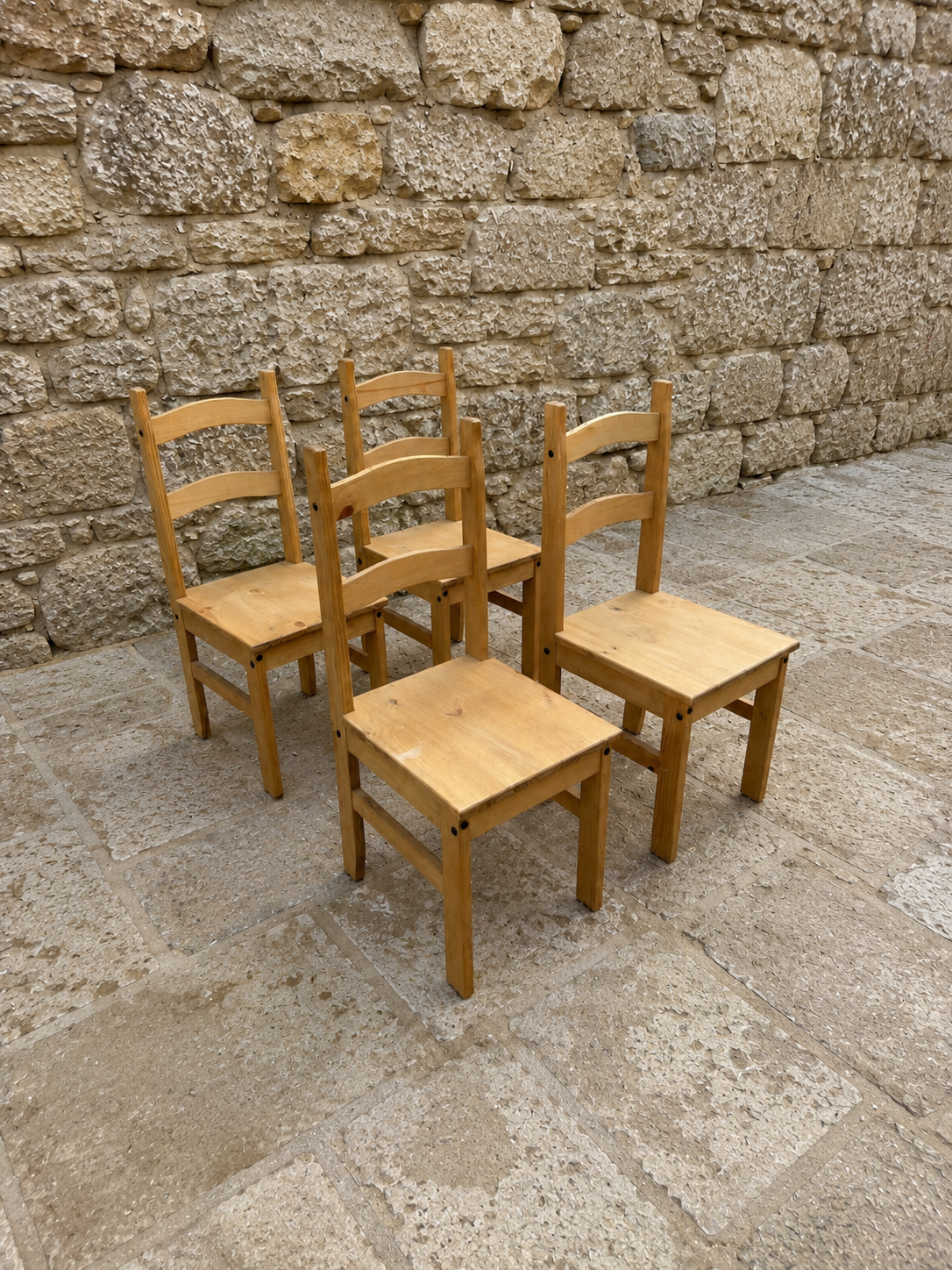 Rustic Pine Farmhouse Dining Chairs – Set of 4