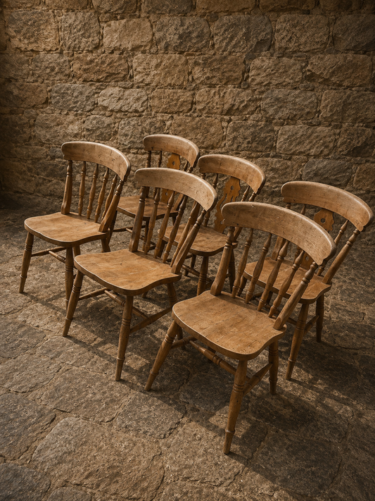 Vintage Set of 6 Farmhouse Dining Chairs