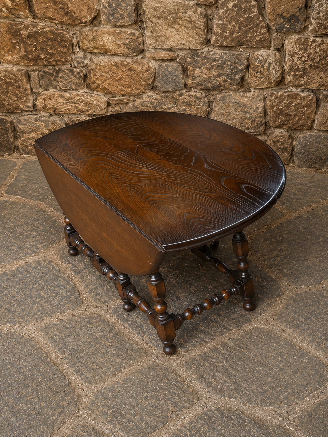 Vintage Jacobean Revival Oak Gateleg Coffee Table