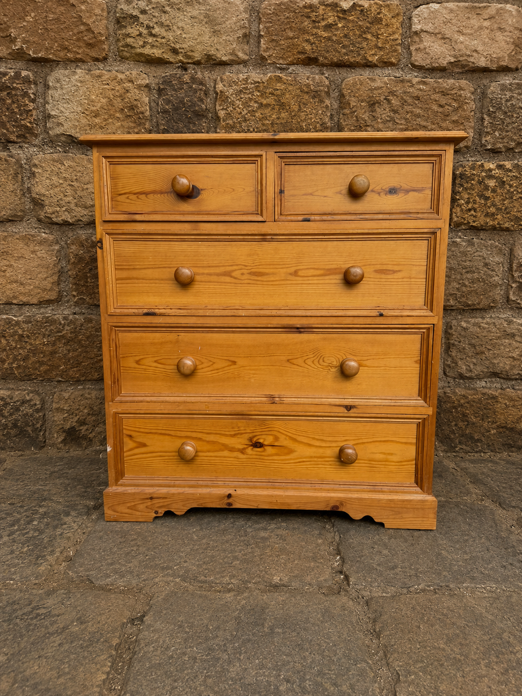 Vintage Rustic Pine Chest of Drawers