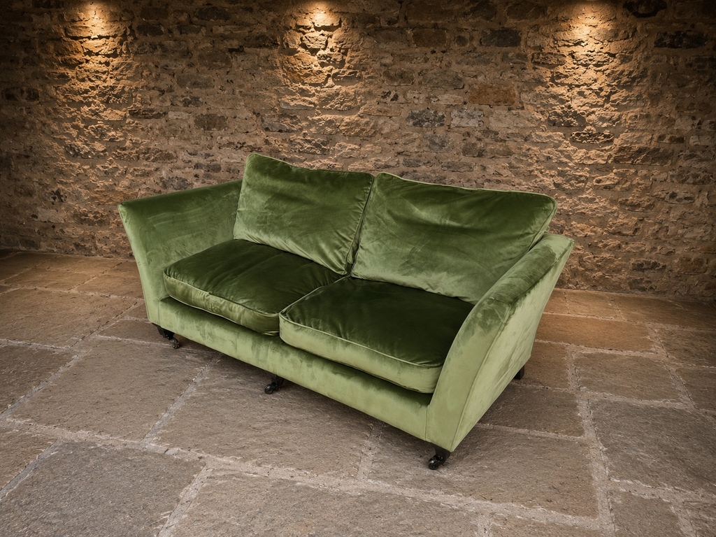 Luxury Olive Green Velvet Two Seater Sofa