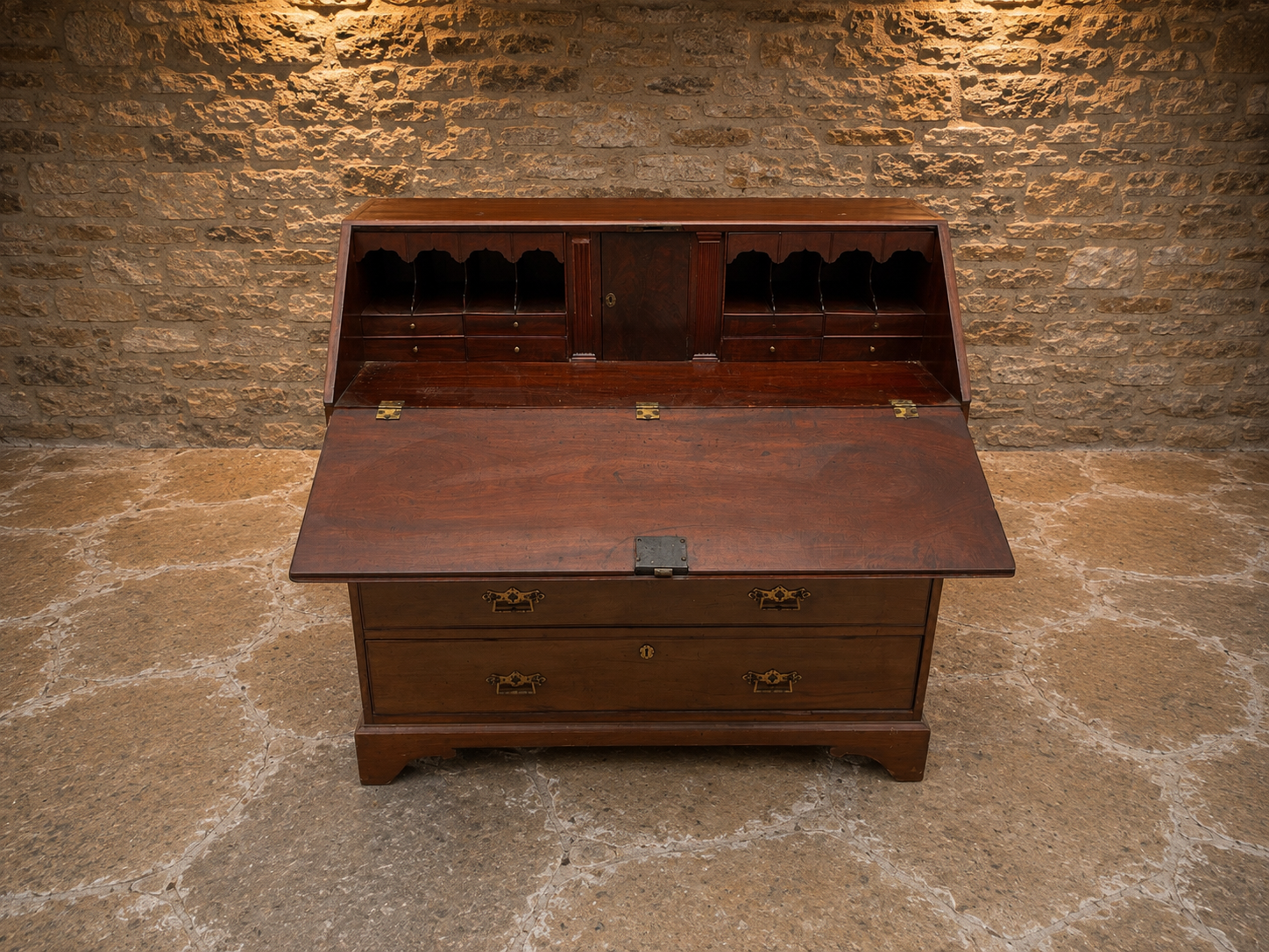 Antique Edwardian Mahogany Bureau Writing Desk – Fitted Interior c.1900