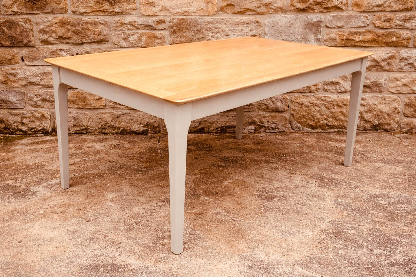 Rustic Farmhouse Dining Table with Natural Wood Top and Painted Base