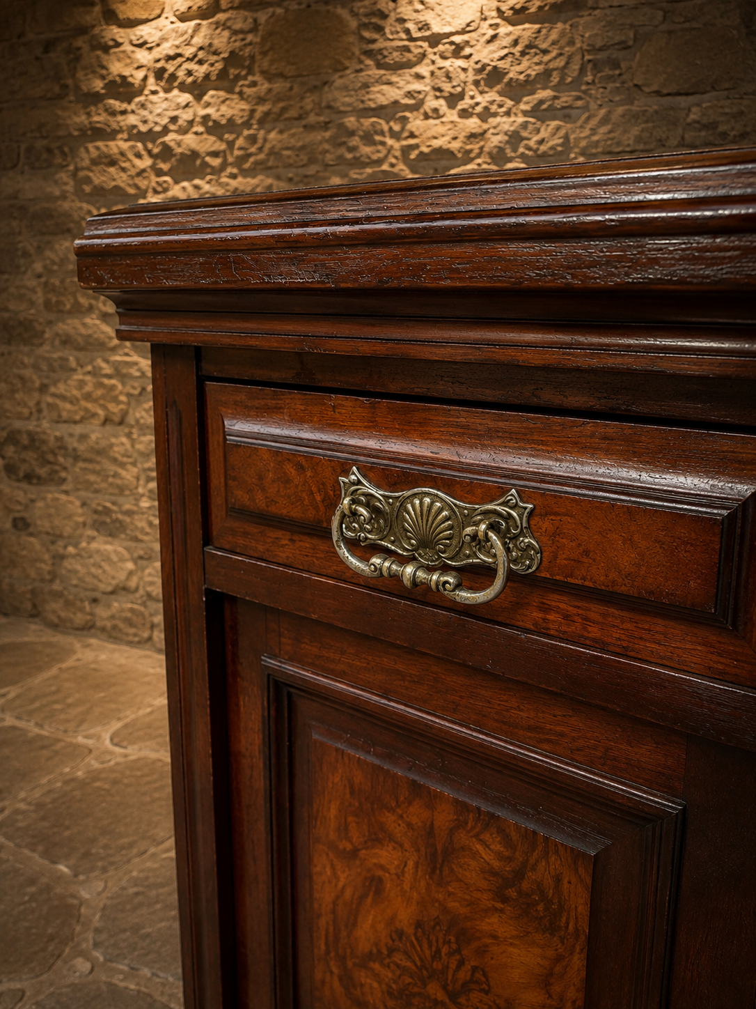 Antique Victorian Mahogany Sideboard with Burr Walnut & Marquetry Inlay