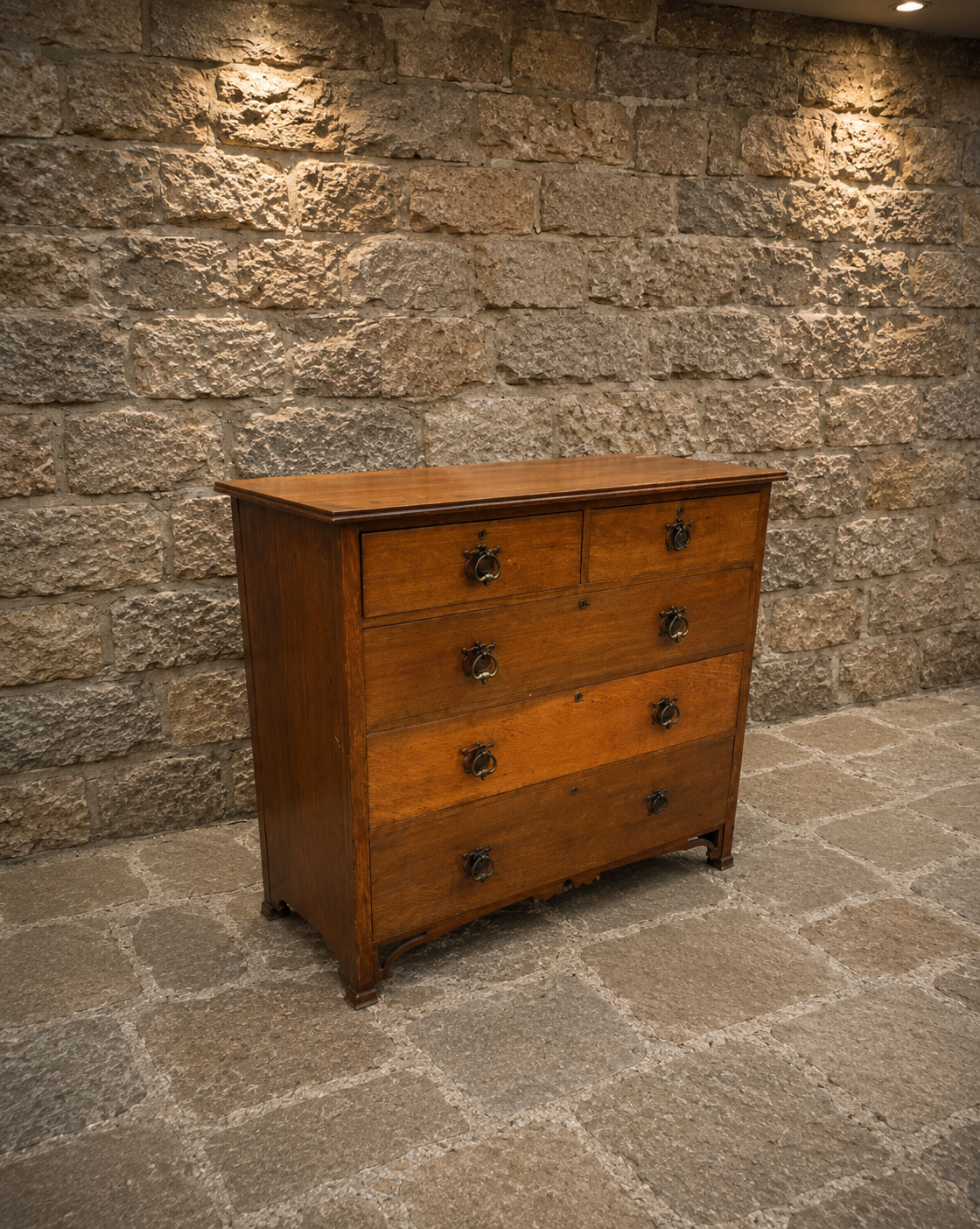 Antique Arts & Crafts Oak Chest of Drawers – c.1890–1910