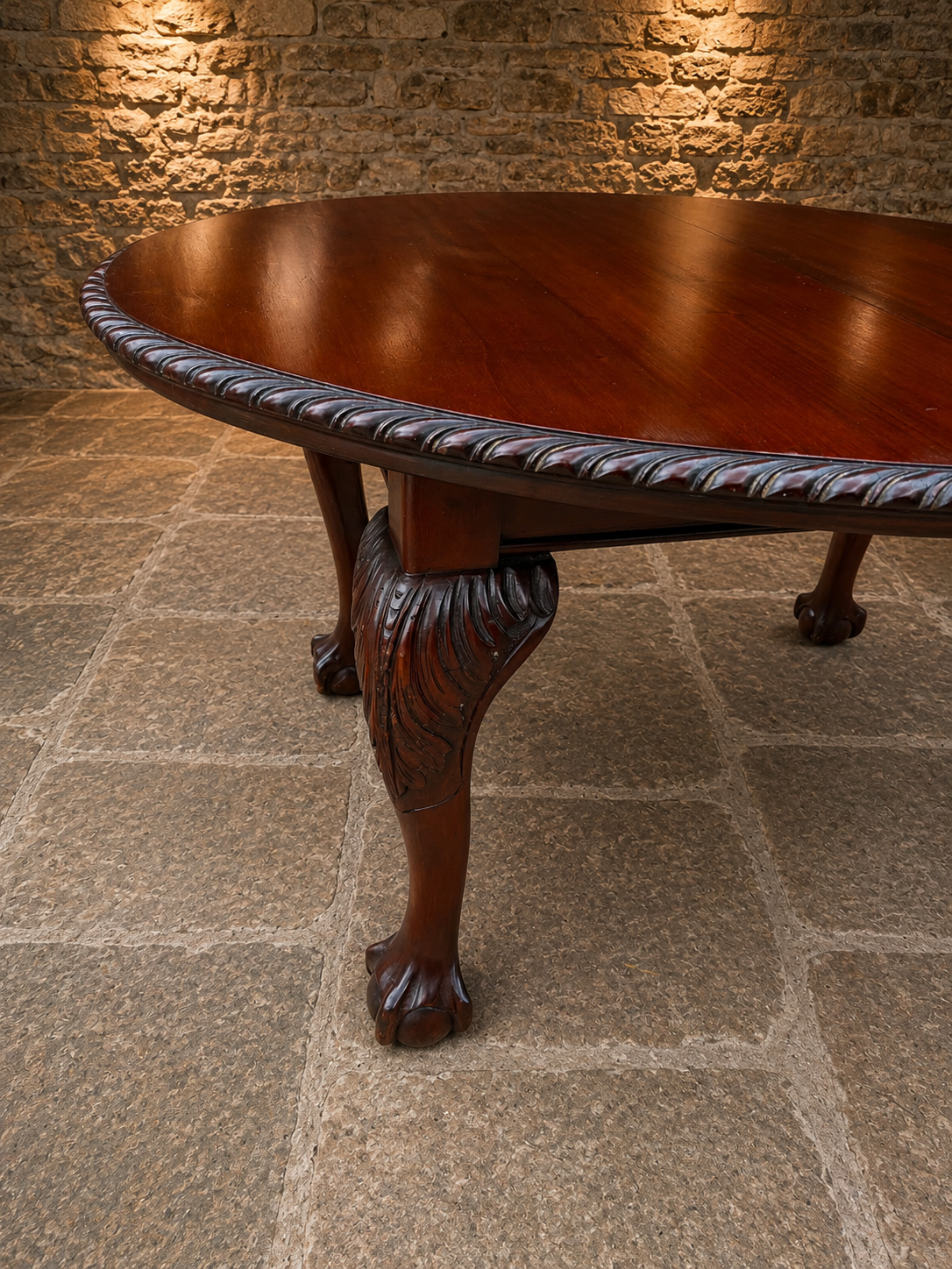 Antique Edwardian Chippendale Revival Mahogany Extending Dining Table