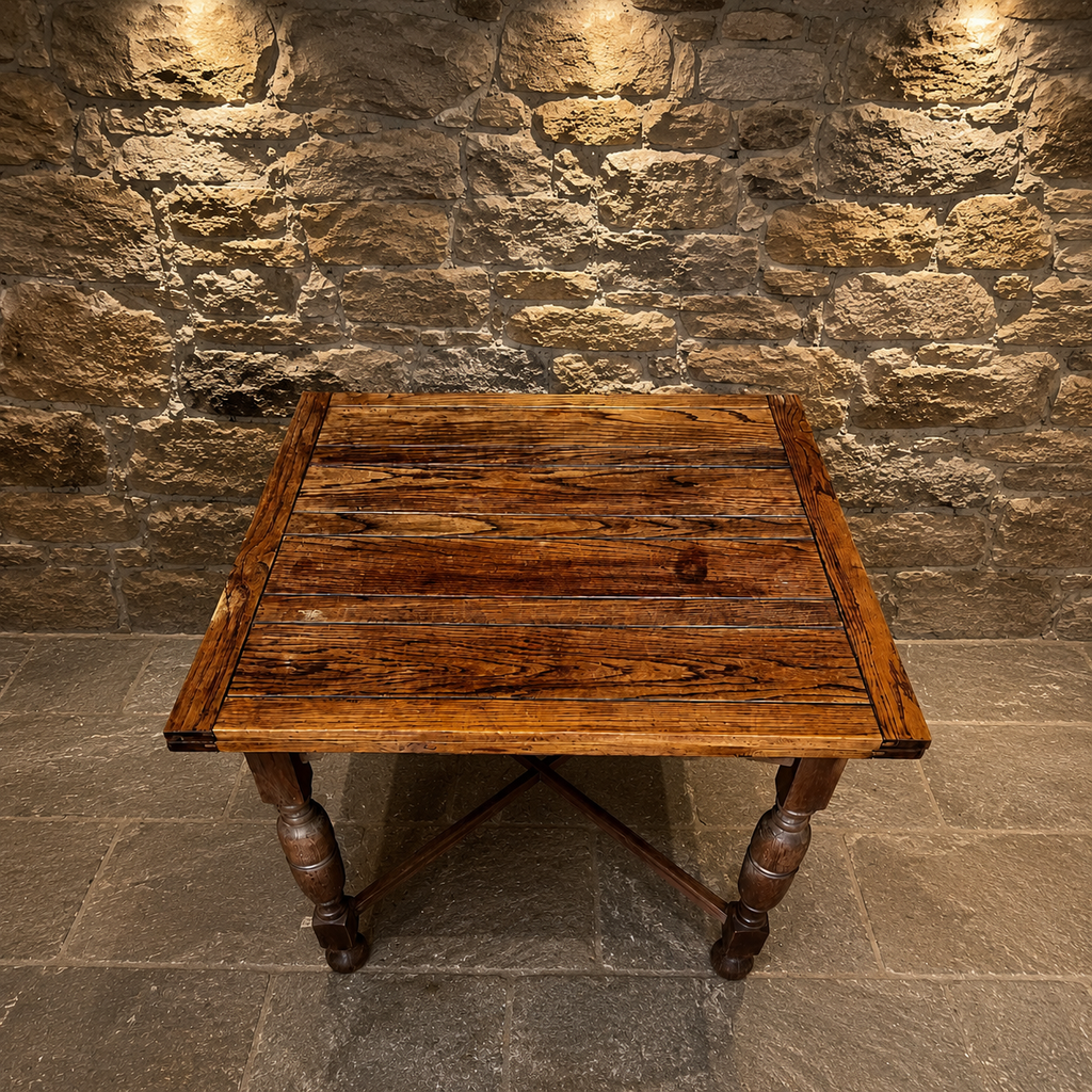 Antique English Oak Draw-Leaf Dining Table | Extending Farmhouse Dining Table | Jacobean Revival Dining Table | c.1925–1940