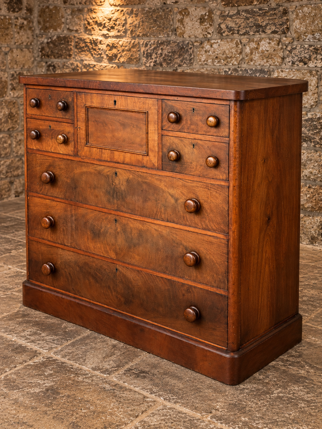 Antique Victorian Burr Walnut Chest of Drawers – c.1860