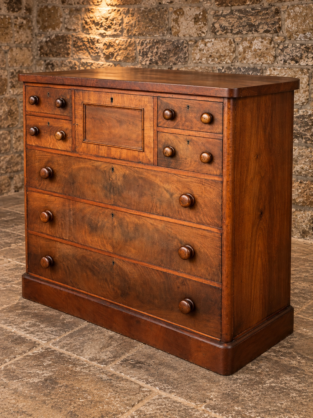 Antique Victorian Burr Walnut Chest of Drawers – c.1860