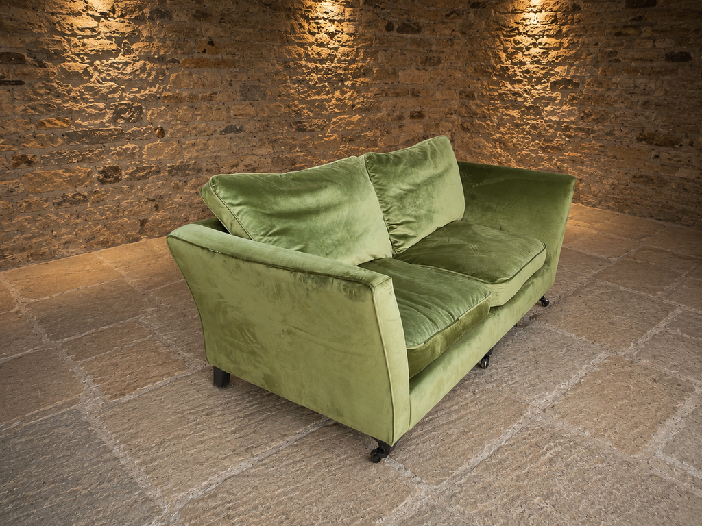 Luxury Olive Green Velvet Two Seater Sofa