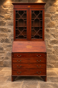 Antique Edwardian Inlaid Mahogany Bureau Bookcase – c.1900