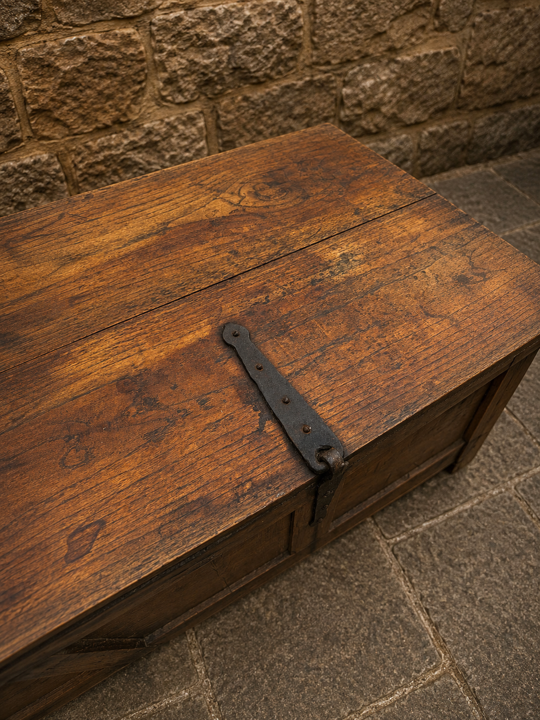 Vintage Oak Jacobean Revival Blanket Chest