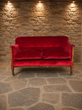 Antique Edwardian Red Velvet Two-Seater Settee – c.1890–1910