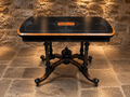 Antique Victorian Ebonised Burr Walnut Fold Over Card & Games Table c.1875