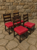 Set of Four Antique Carved Oak Dining Chairs c.1920–1940