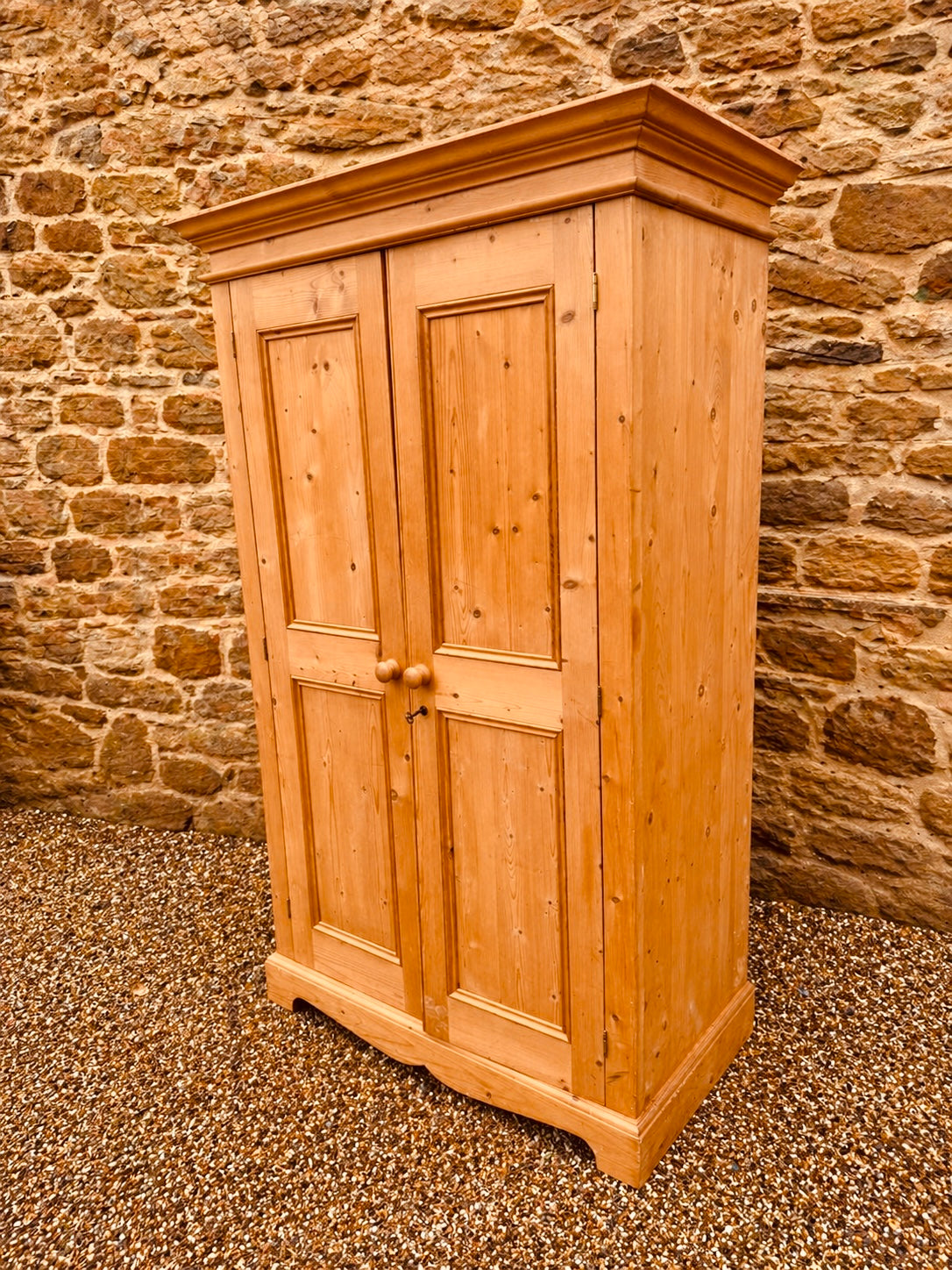 Vintage Pine Wardrobe Cupboard – Rustic Farmhouse Storage Cabinet