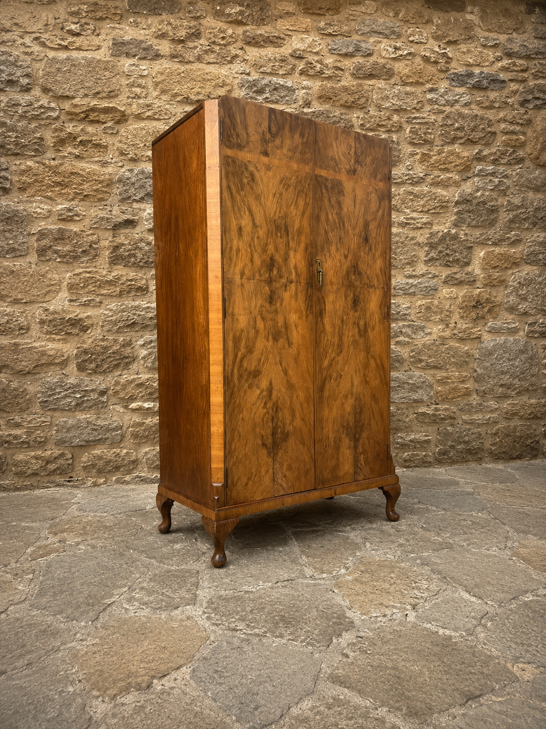 Antique Art Deco Walnut Wardrobe c1930