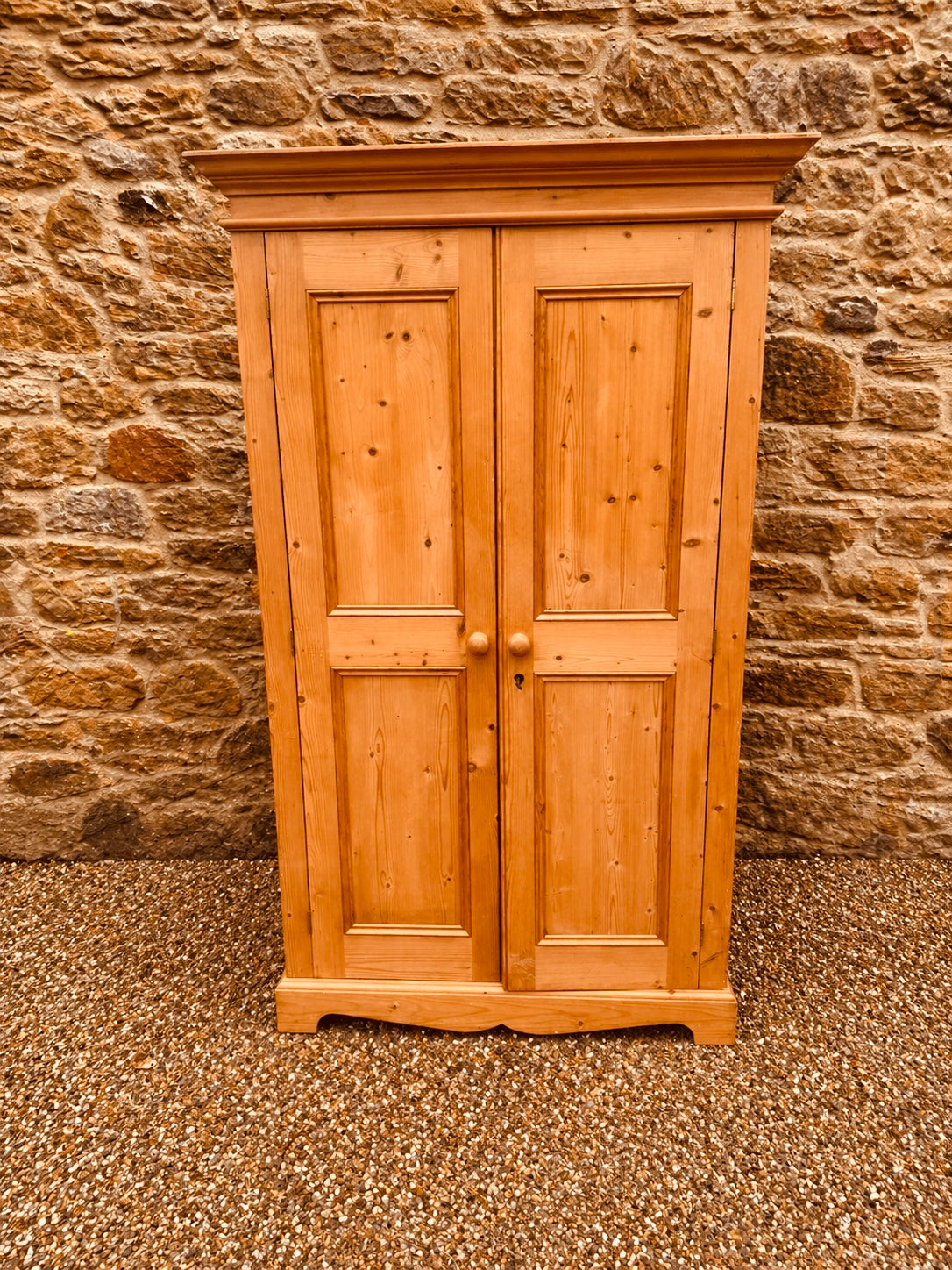 Vintage Pine Wardrobe Cupboard – Rustic Farmhouse Storage Cabinet