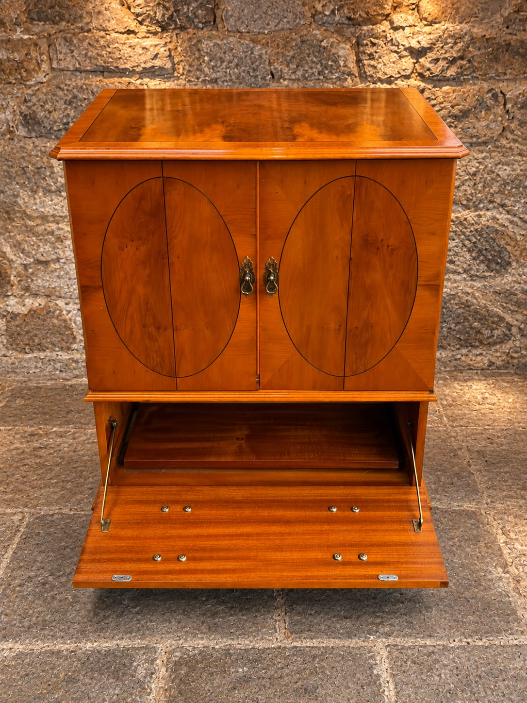 Vintage Yew Wood Cocktail Drinks Cabinet | Georgian Sheraton Style