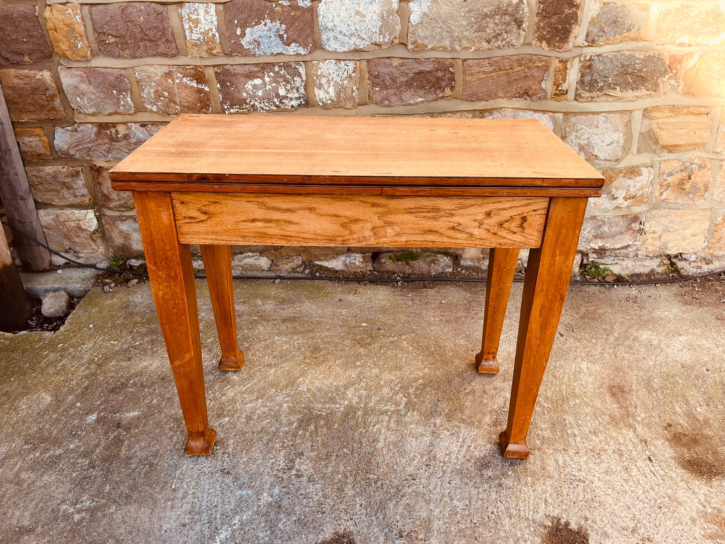 Vintage Solid Wood Drop-Leaf Dining Table