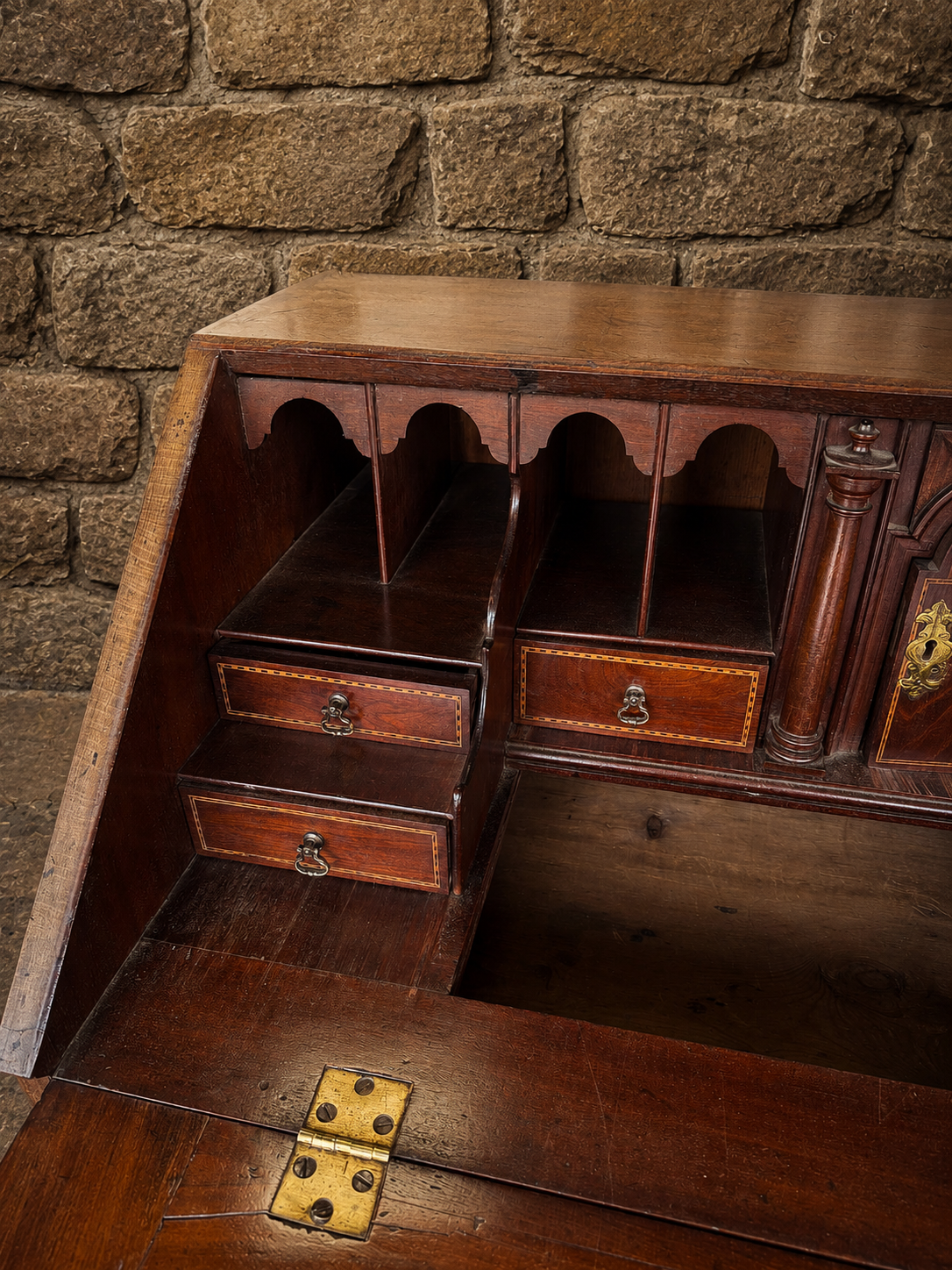 Antique Georgian Revival Walnut Bureau c1930