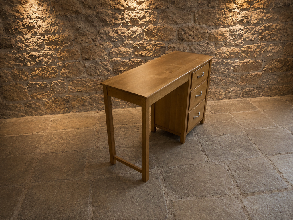 Solid Oak Three Drawer Writing Desk – Traditional Home Office Desk