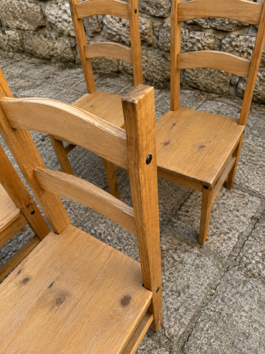 Rustic Pine Farmhouse Dining Chairs – Set of 4