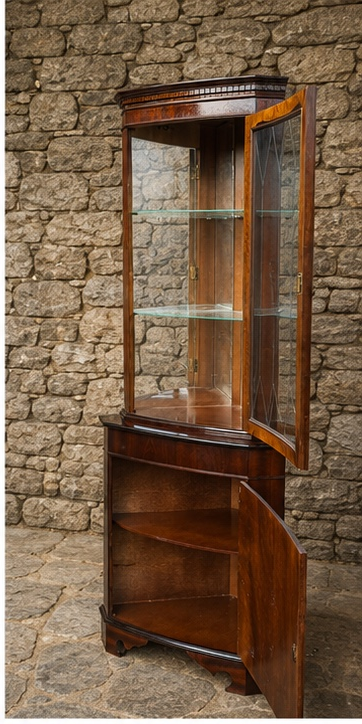 Edwardian Mahogany Inlaid Corner Display Cabinet