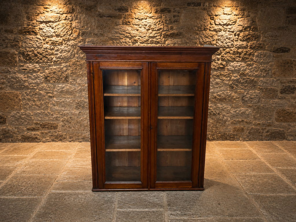 Antique Late Victorian Mahogany Glazed Bookcase Display Cabinet c.1900