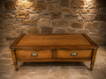 Rustic Farmhouse Solid Wood Coffee Table with Hidden Storage Drawer