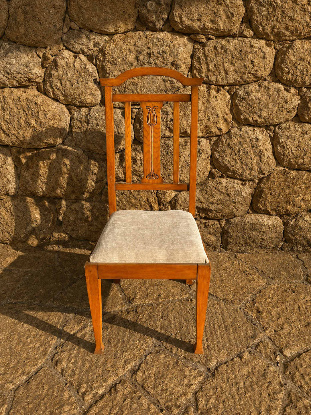 Edwardian Mahogany Side Chair c.1900–1920 with Inlaid Tulip Back