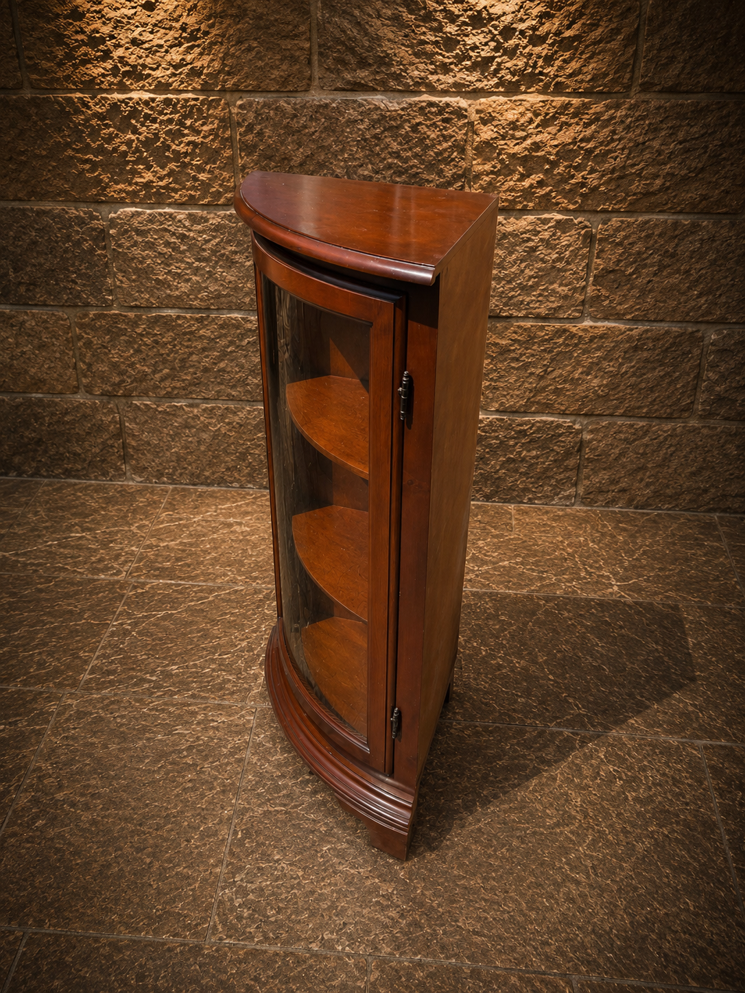 Vintage Mahogany Corner Display Cabinet | Georgian Style Glazed Curio Cabinet | Corner Display Cupboard