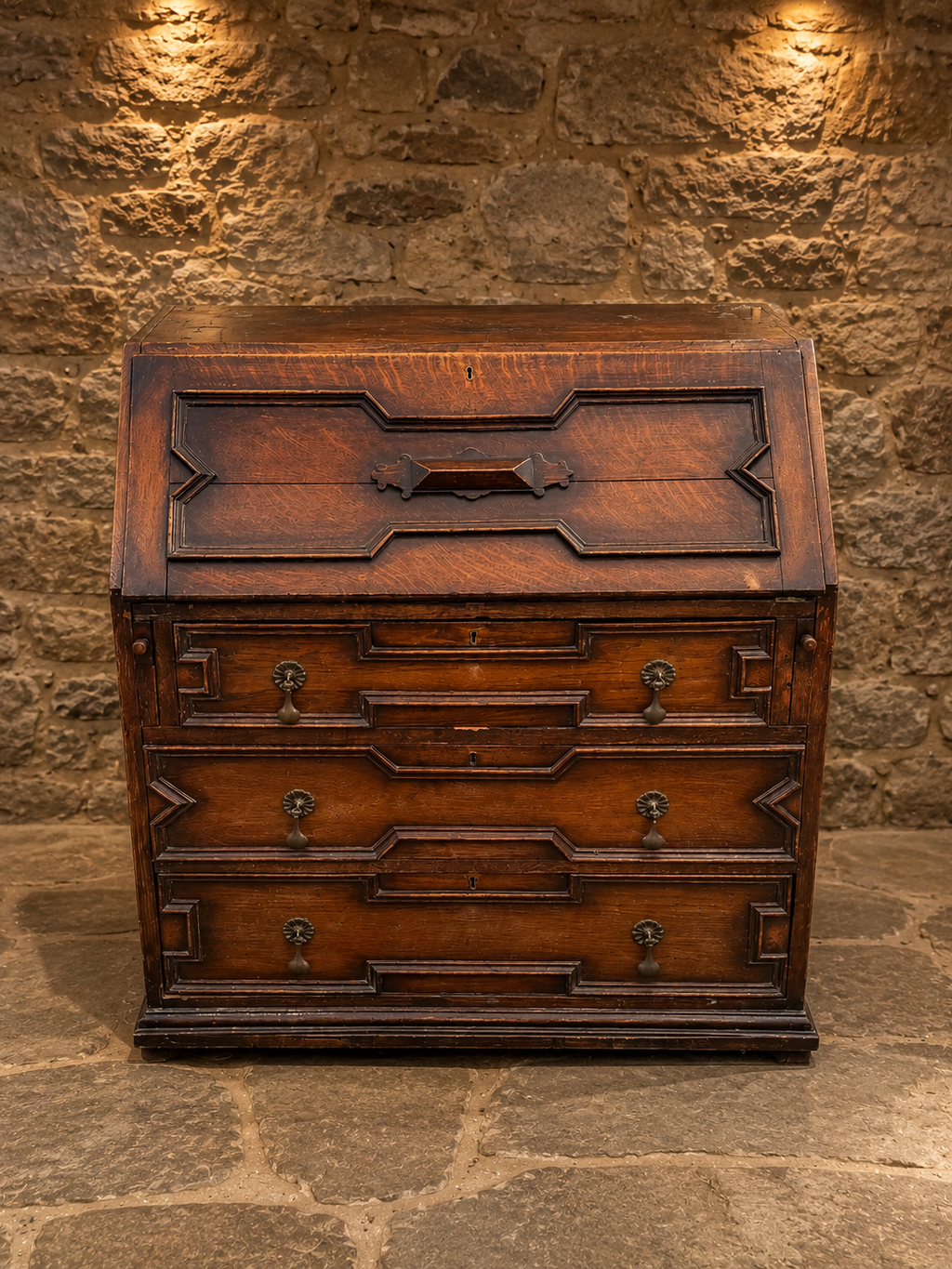 Antique Oak Fall-Front Writing Bureau – Late Victorian / Edwardian Circa 1900