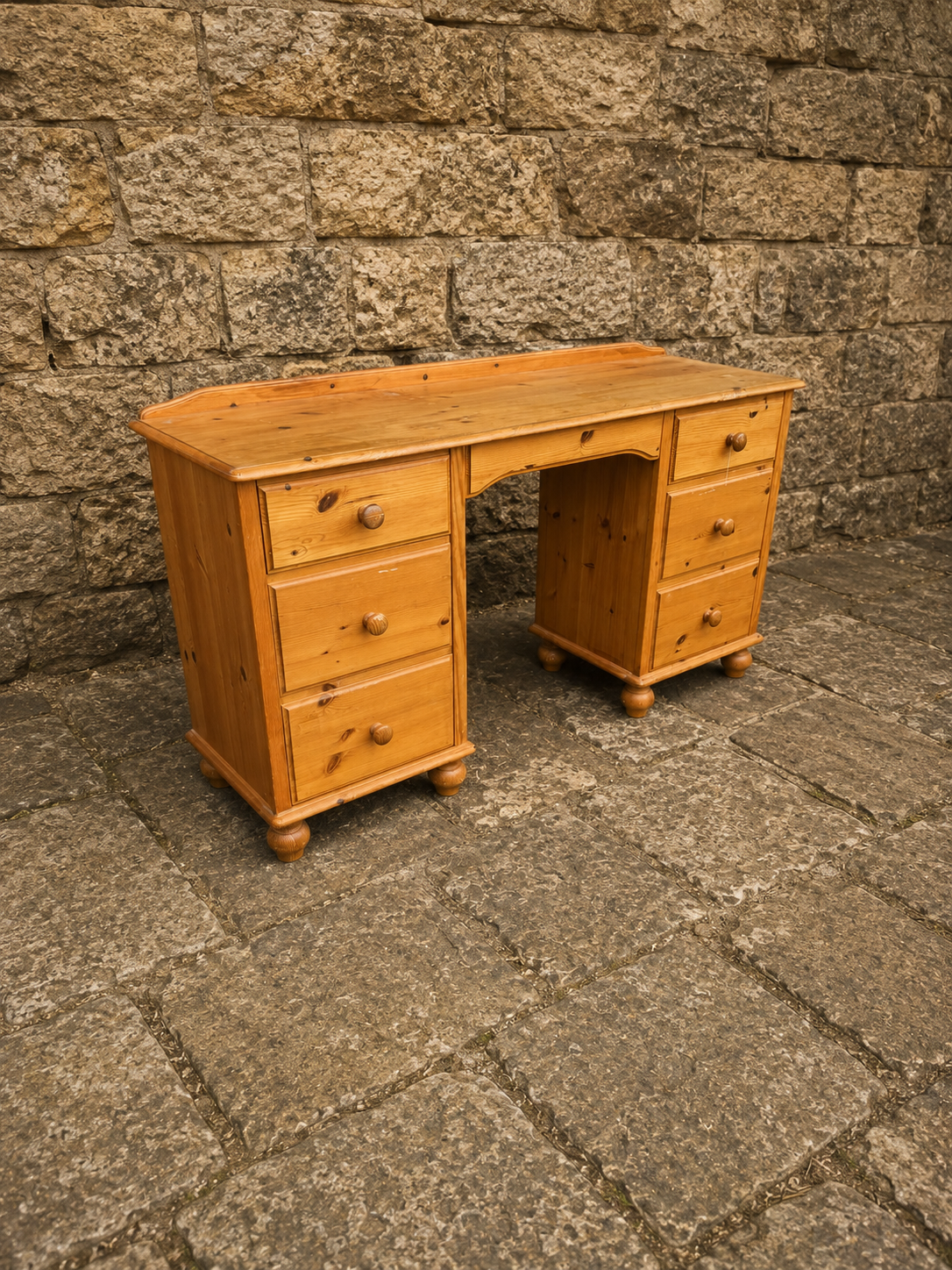 Antique Victorian Pine Pedestal Desk c.1900