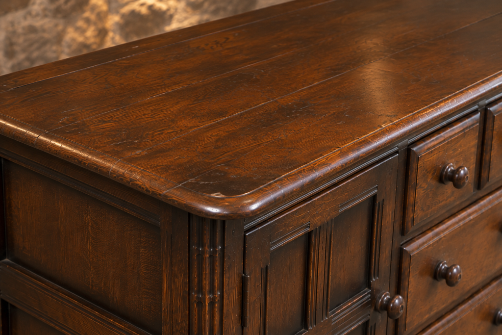 Vintage Ercol Dark Oak Sideboard Dresser – Five Drawers & Two Cupboards