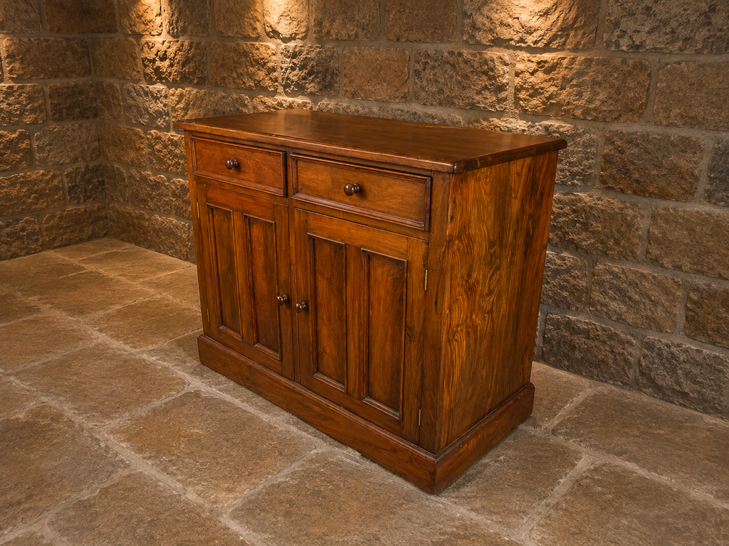 Circa 1890 Victorian Figured Pine Sideboard & Four Door Cupboard