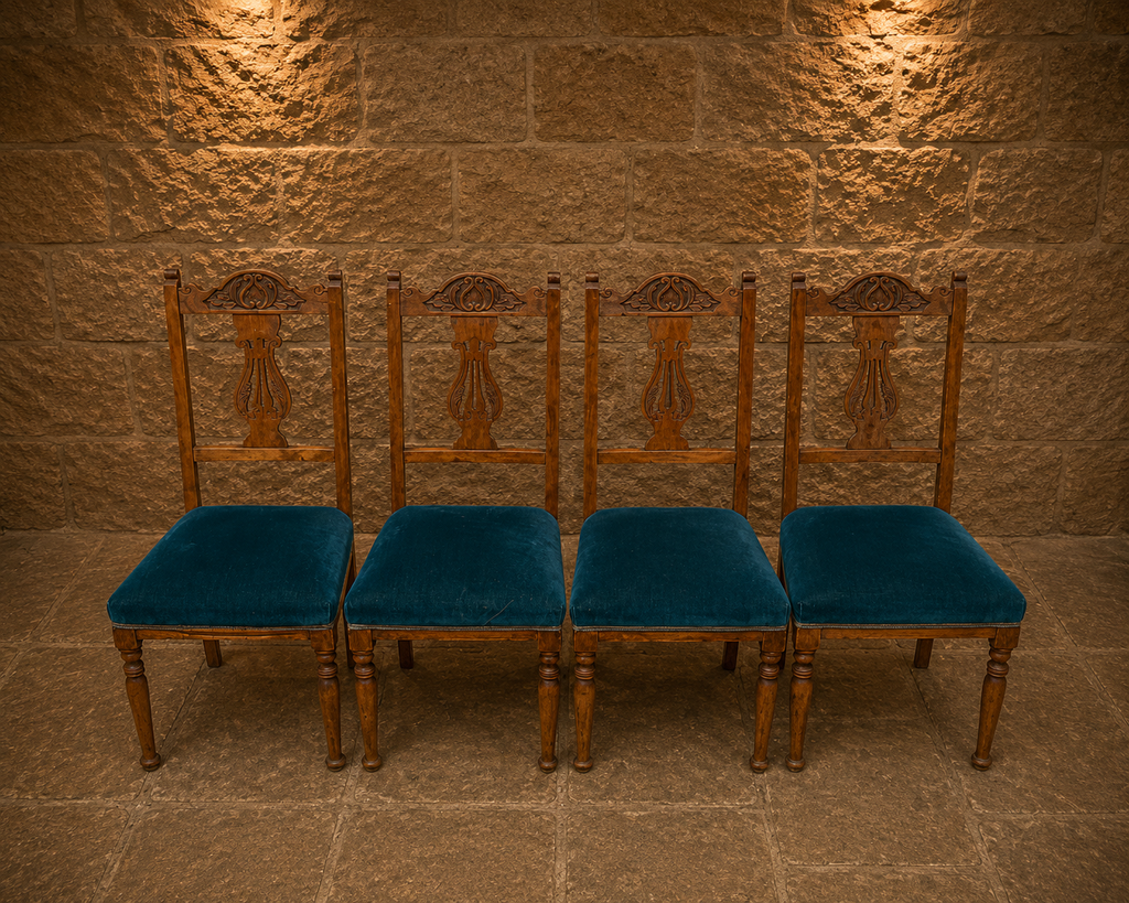 Set of Four Antique Edwardian Arts & Crafts Dining Chairs