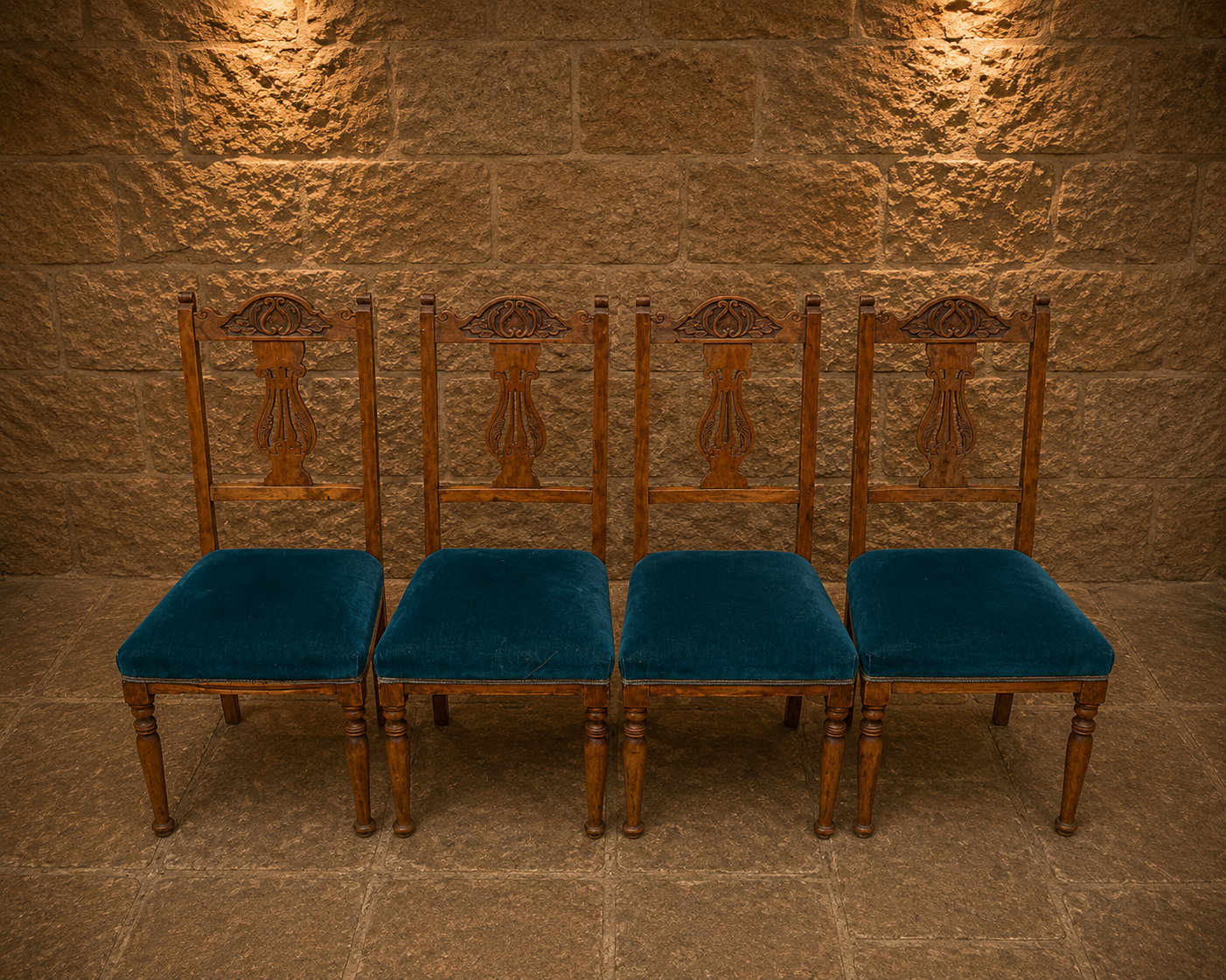 Set of Four Antique Edwardian Arts & Crafts Dining Chairs