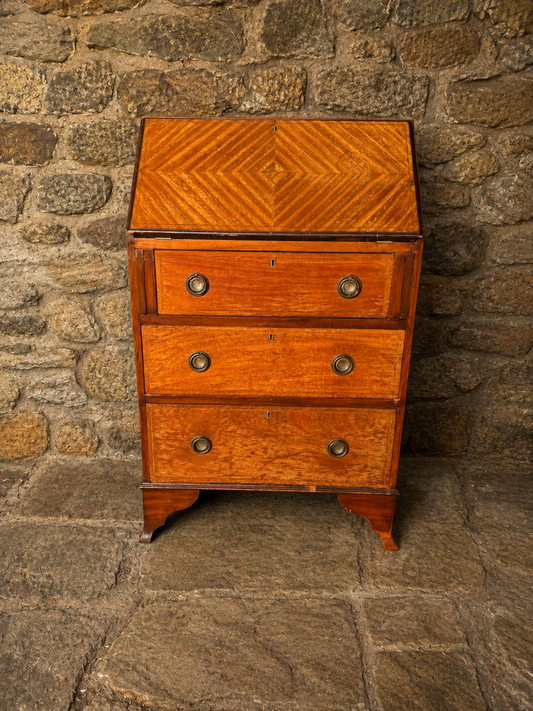 Antique Edwardian Mahogany Bureau Chest – Inlaid Fall Front Writing Desk