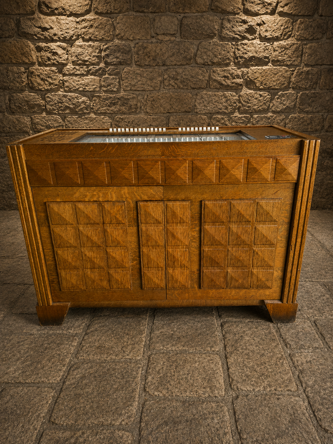 Rare 1960s Wilhelm Harting M40T Oak Jukebox Wall Selector Console