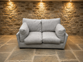 Contemporary Grey Two Seater Snuggler Sofa – Deep Cushioned Textured Fabric Loveseat