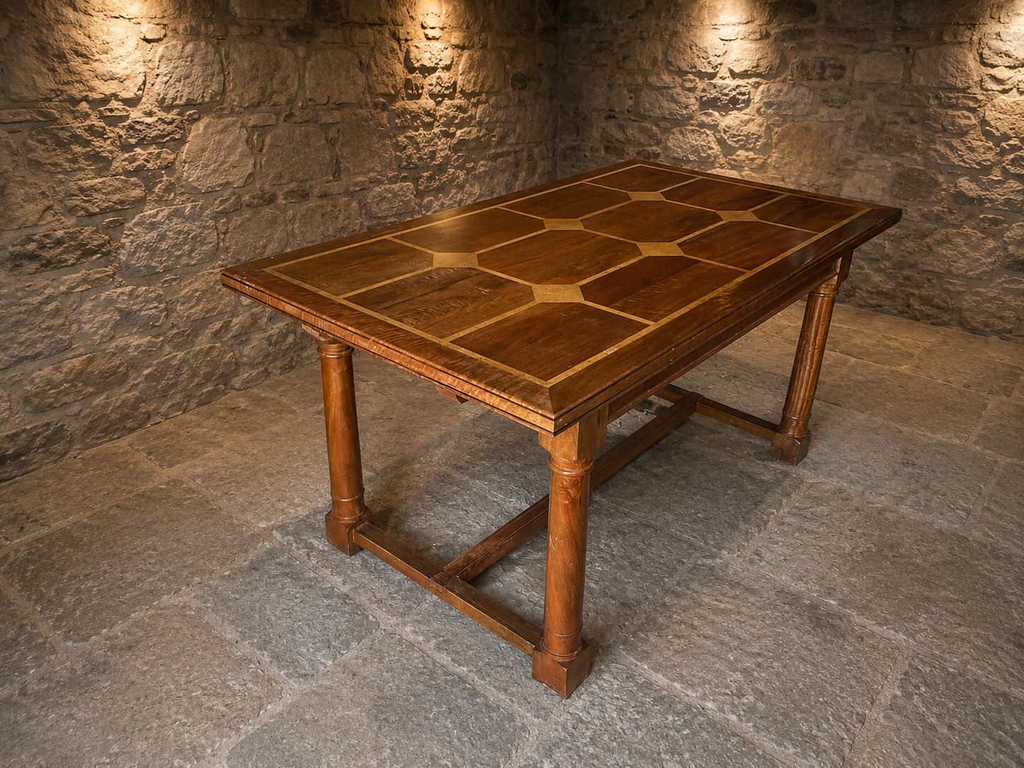 Antique Oak Refectory Draw Leaf Dining Table c.1920–1940 | Parquetry Top Extending Dining Table