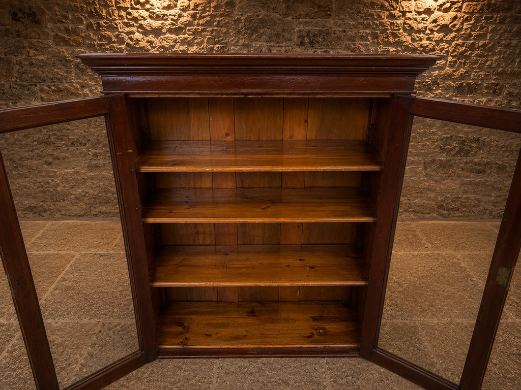 Antique Late Victorian Mahogany Glazed Bookcase Display Cabinet c.1900