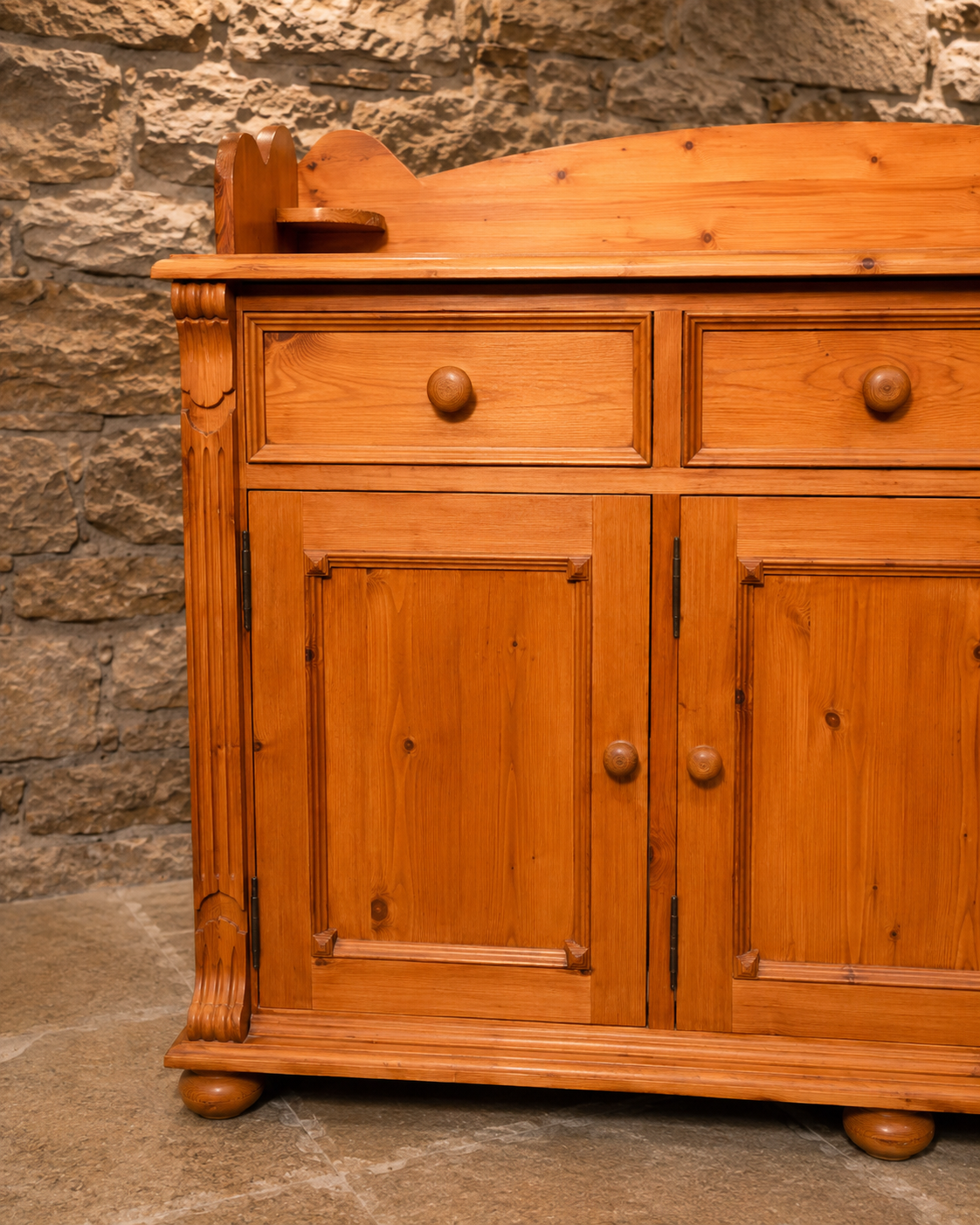 Vintage Solid Pine Welsh Dresser Base | Farmhouse Kitchen Sideboard | Rustic Country Storage Cabinet | English Pine Cupboard