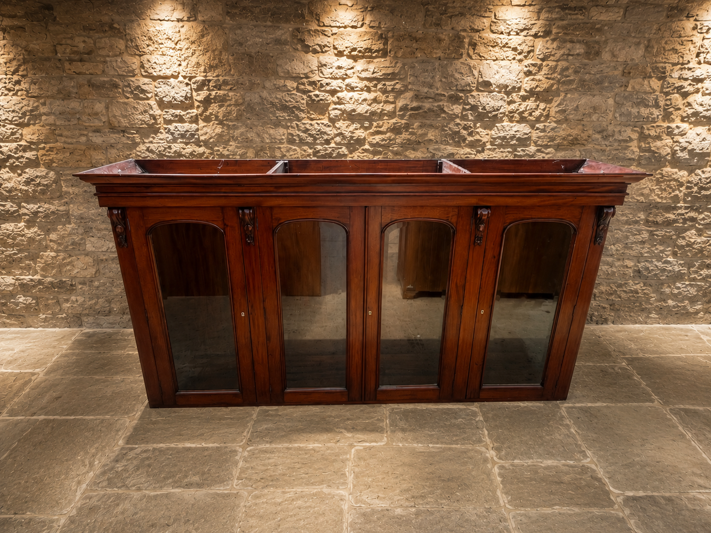 Victorian Mahogany Shop Display Cabinet Base | Antique Glazed Haberdashery Counter
