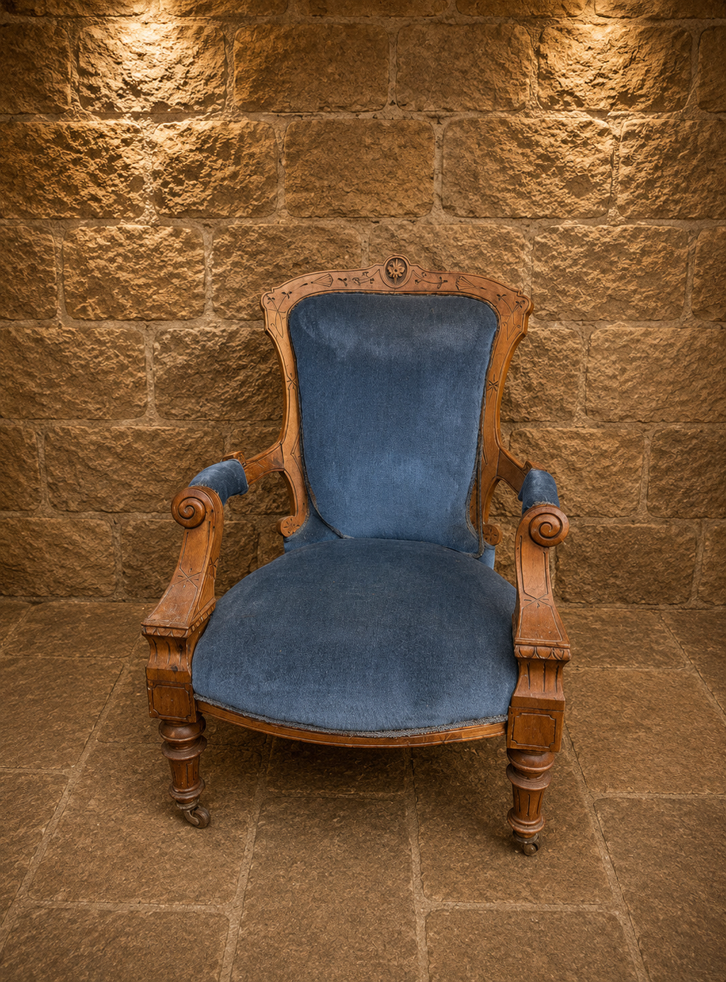 Pair of Victorian Walnut Salon Chairs
