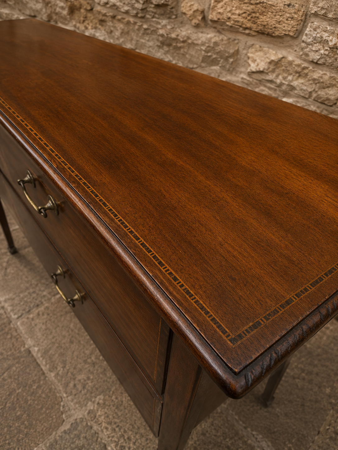 Antique Edwardian Inlaid Mahogany Chest of Drawers on Castors